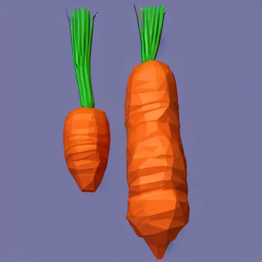 Prompt: a carrot, low quality, 3 d render, low poly,