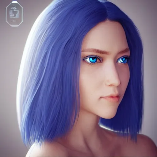 Image similar to “hyperrealistic ultra detailed unreal engine 5 RTX raytracing nvidia hairworks render of portrait of the most beautiful girl with blue eyes. futuristic. very high detailed. By Charli Amani. By Tsubasa Nakai. Photorealistic render”