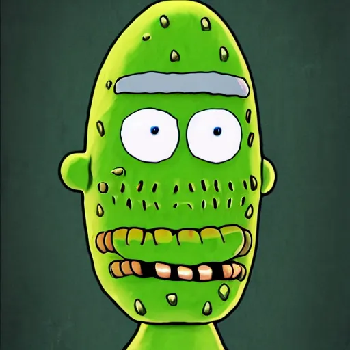 Image similar to realistic portrait of pickle rick from rick and morty as pickle