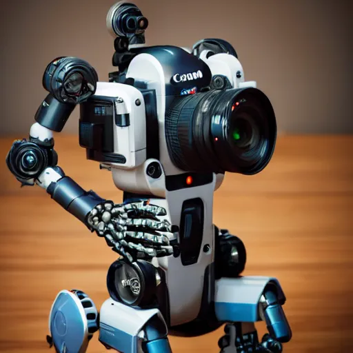 Image similar to mecha robot as a photographer with canon 5 d mark 2 dslr camera