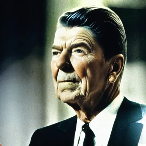 Image similar to “a still of Ronald Reagan as Jill Masterson in Goldfinger (1964)”