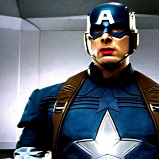 Image similar to film still of captain america in doctor who ( 1 9 7 5 )