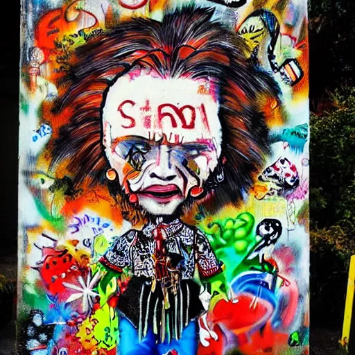 Image similar to transylvanian folk art, in the style of graffiti, made by david choe