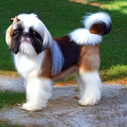 Image similar to a shih tzu, mixed with a goat