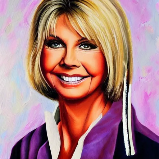 Image similar to a realistic painting of olivia newton john