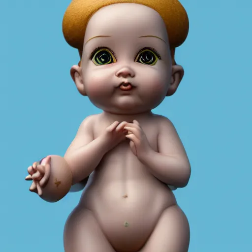 Prompt: holy catholic kewpie saint, trending on art station, 4k UHD, 8k, painting illustration, realistic volumetric lighting, rendered in unreal engine, high detail, photorealistic