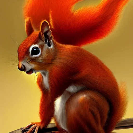 Image similar to humanoid red squirrel. The mood is warm and friendly. dungeons and dragons portrait. highly detailed, digital painting, artstation, concept art, sharp focus, illustration, art by Josh kirby and John romita jr and moebius
