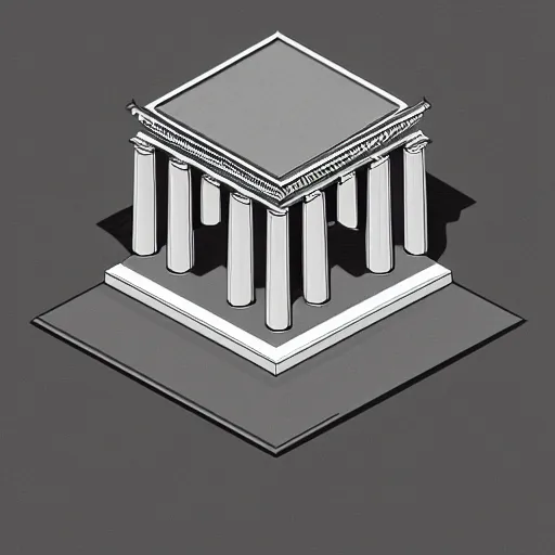 Prompt: Isometric Greek Temple the graphic style of Matt Sanz, hyper detailed, trending on artstation, glow