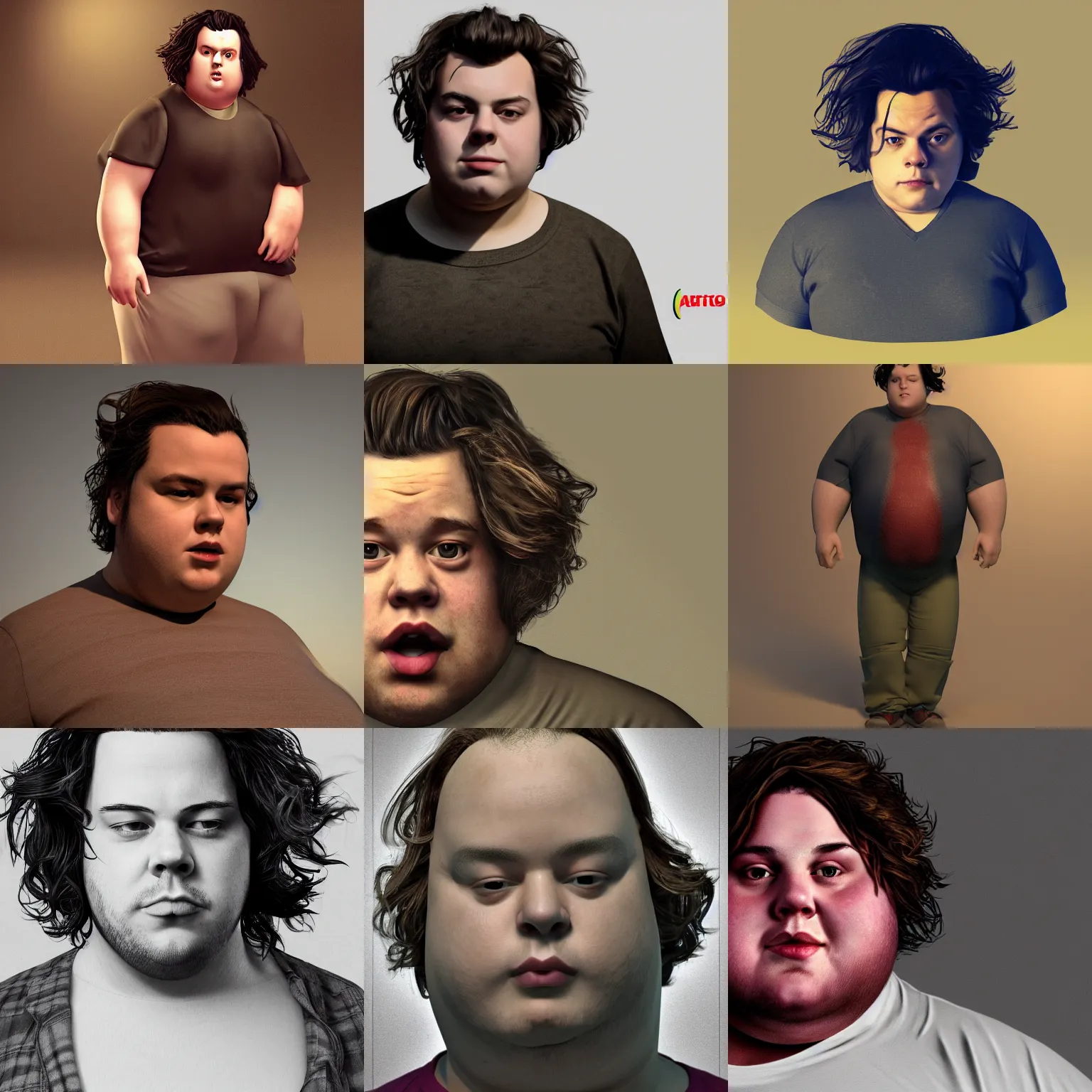 Prompt: fat morbidly obese harry styles, octane render, trending on artstation, digital art, Herbert E. Abrams