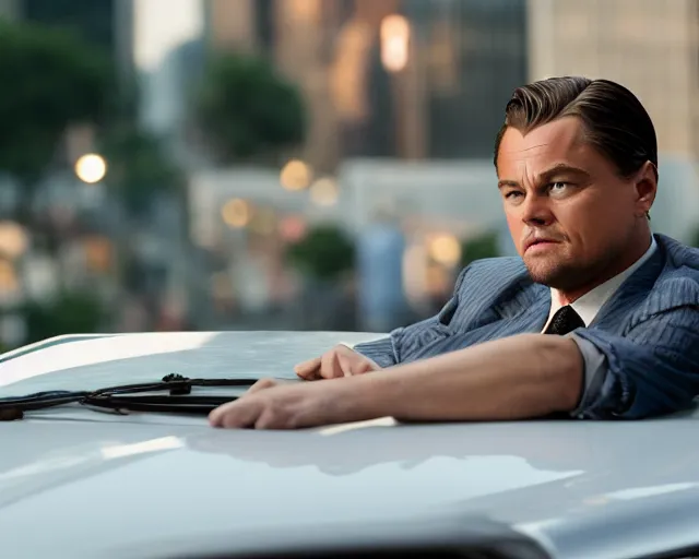 Prompt: leonardo dicaprio as the wolf of wall street, cinamtic, long shot, hyper detailed, highly detailed face, 8 5 mm photograph, 8 k resolution, film still, sharp lens, wide lens