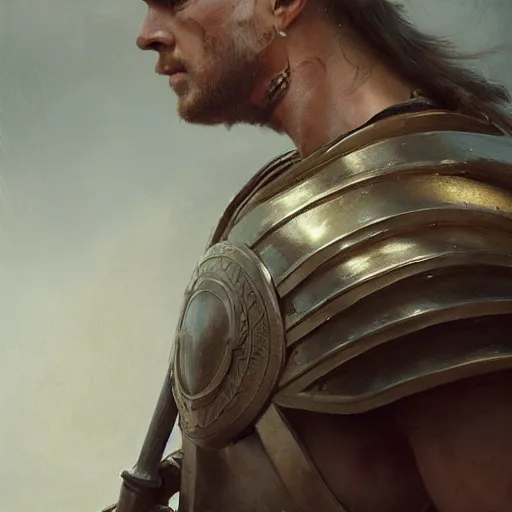 Image similar to a dramatic epic ethereal portrait of a Roman Wars soldier, full body with dynamic pose, male, detailed face, cinematic lighting, highly detailed oil on canvas painting by Greg Rutkowski, winning-award digital art trending on Artstation H 1024 W 832