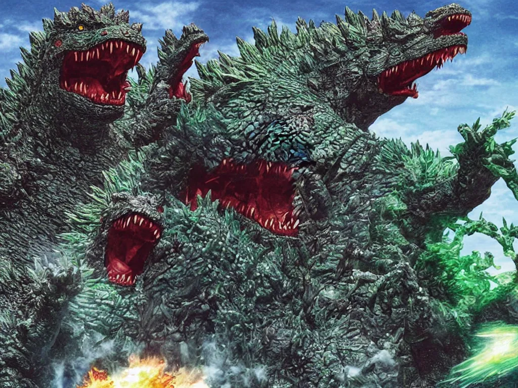 Image similar to Heisei era Godzilla fighting Biollante
