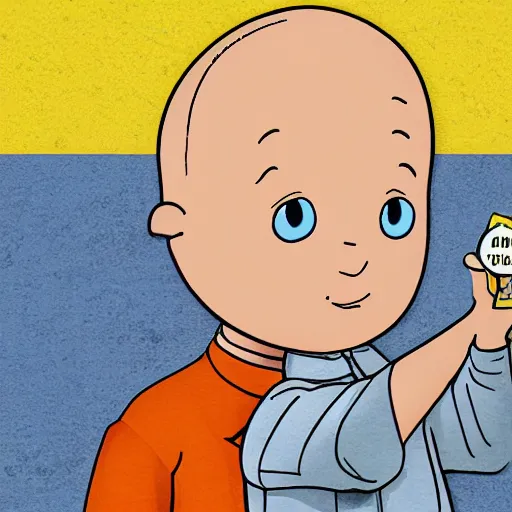 Prompt: caillou arrested for theft, illustration,