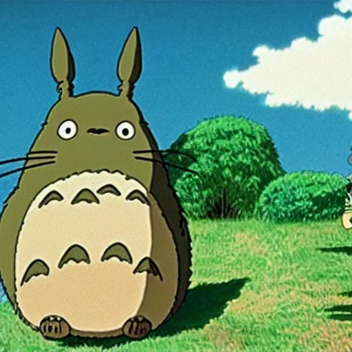 Image similar to a still from studio ghibli my neighbor totoro, animated movie,