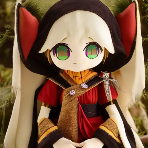 Image similar to cute fumo plush of the priestess of the temple of the harvest, plant maiden, vray