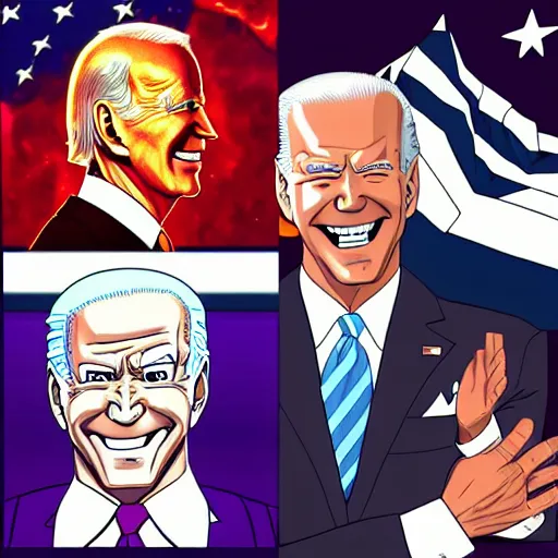 Image similar to : president biden and freeza, anime cartoonstyle, dragonball z