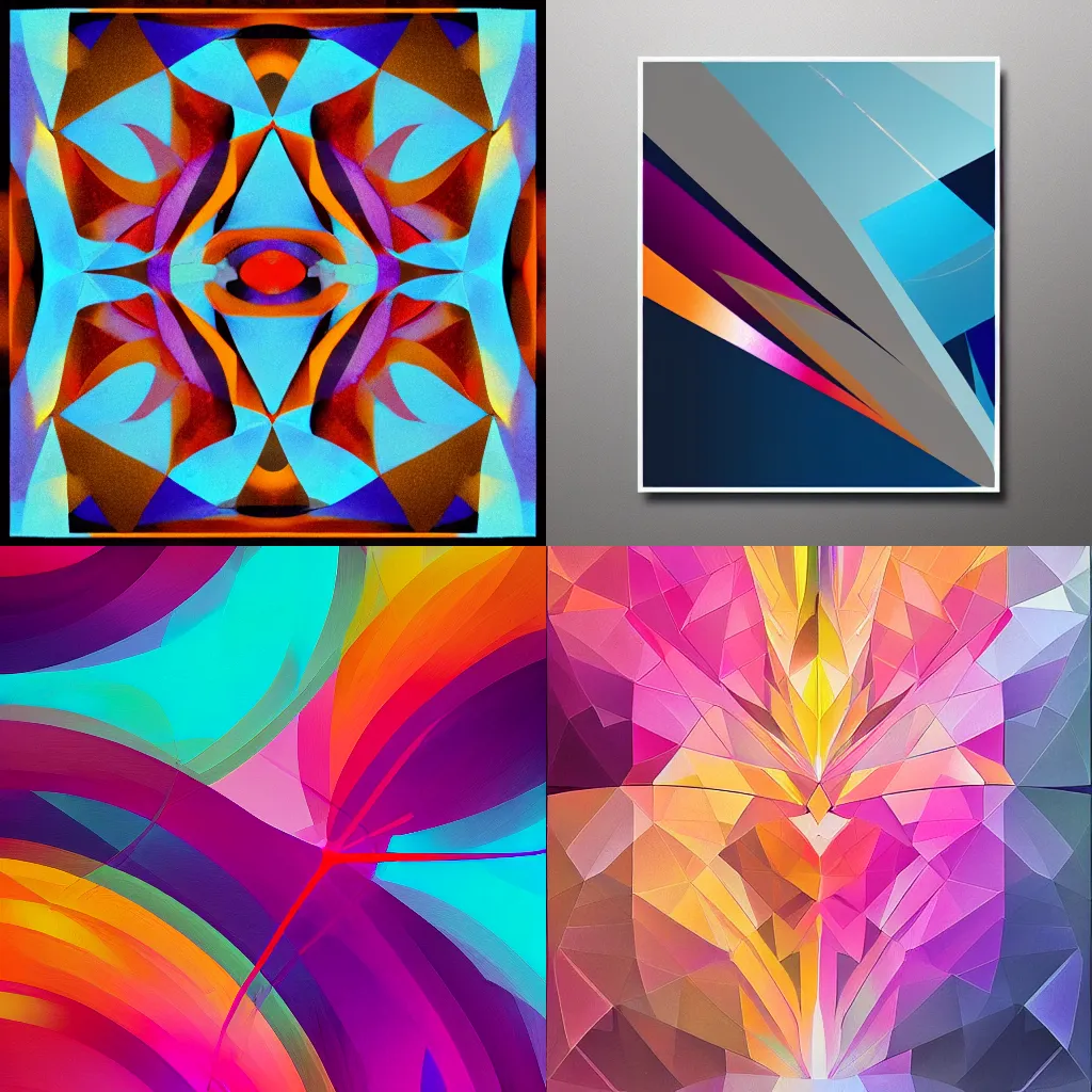 Prompt: The natural world consists of beautiful geometry and symmetry. Rough brushstrokes. Colourful but muted palette. Abstract art. Trending on artstation and deviantart.