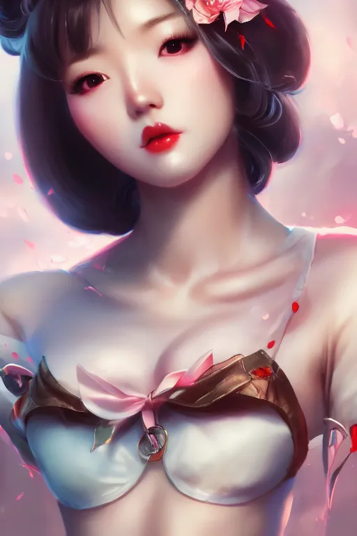 Prompt: a pin up and beautiful fashion and dreamlke japan girl, charming, art by artgerm & jeehyung lee & wlop, hyperdetailed, 8 k realistic, symmetrical, frostbite 3 engine, cryengine, dof, trending on artstation, wallpaper