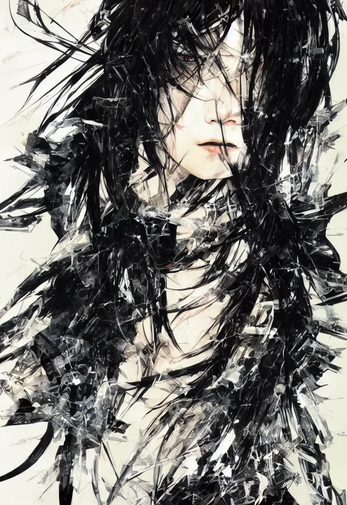 Prompt: a woman with flowing black hair, painting by greg ruthowski, yoshikata amano, yoji shinkawa, alphonse murac, collaborative artwork, beautifully drawn, heavily detailed