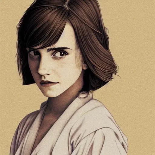 Prompt: emma watson by by Hasui Kawase