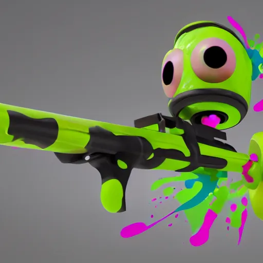 Image similar to a 3 d render of a splattershot, splatoon