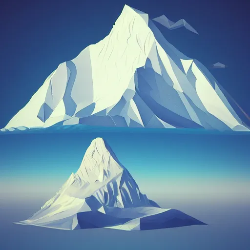 Image similar to floating island with mount everest in the sky, low poly, isometric art, 3d art, high detail, artstation, concept art, behance, ray tracing, smooth, sharp focus, ethereal lighting