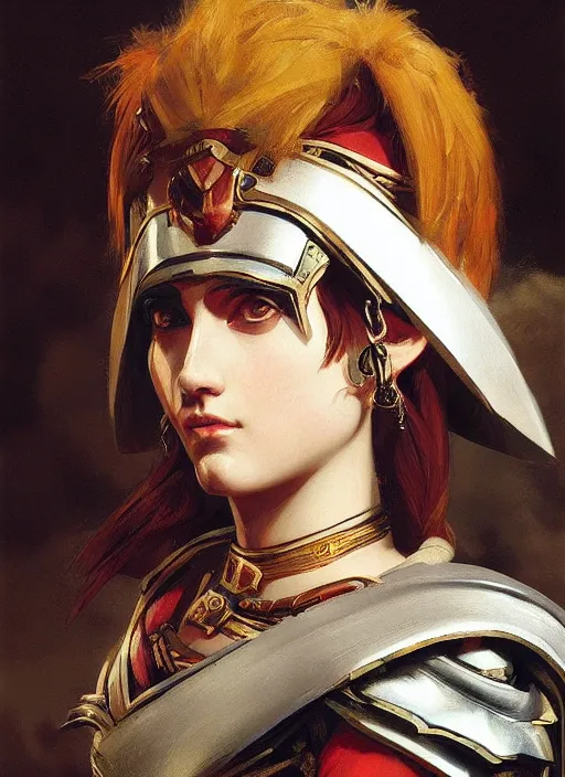 Image similar to portrait of an ancient roman character in ornate armor, by ilya kuvshinov, sharp focus, by thomas lawrence, by bayard wu, trending on artstation, masterpiece