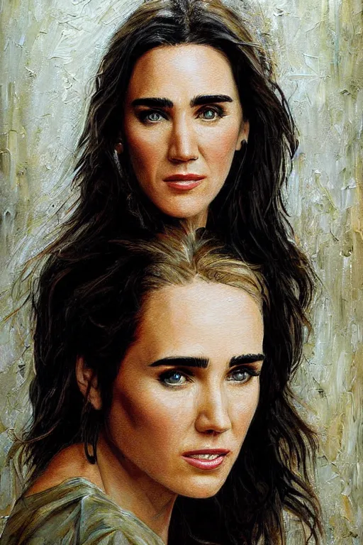 Prompt: texto highly detailed jennifer connelly painting by jake kontou