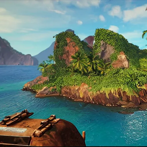 Image similar to uncharted 4 island, painting