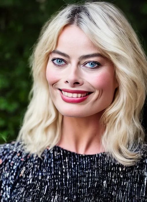 Image similar to DSLR photo portrait still of 63 year old age 63 Margot Robbie at age 63!!!, 85mm f1.8
