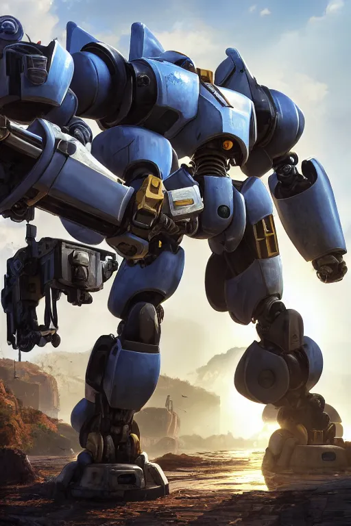 Image similar to mechwarrior 5 : mercenaries mech megaman transformer robot boss tank engine game octane render, 4 k, hd 2 0 2 2 3 d cgi rtx hdr style chrome reflexion glow fanart, global illumination ray tracing hdr fanart arstation by ian pesty by jesper ejsing pixar and disney unreal zbrush central hardmesh