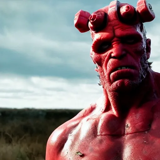 Prompt: Hellboy in The Walking Dead 4K quality