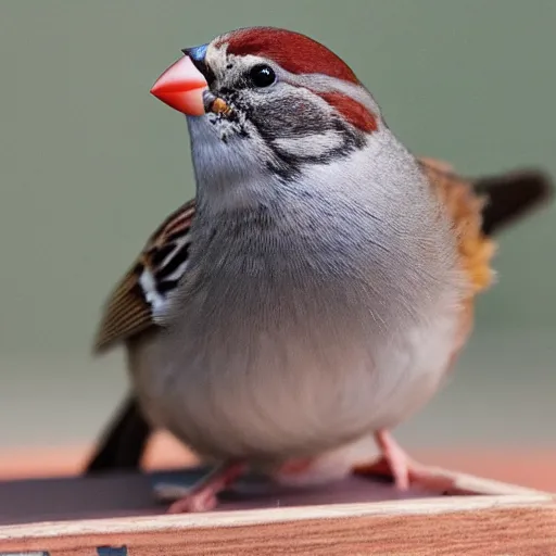 Image similar to a sparrow playing with a playstation 5
