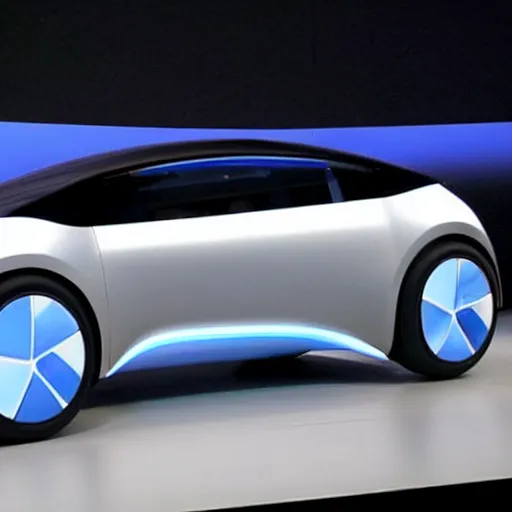 Prompt: An electric car designed by the company Apple