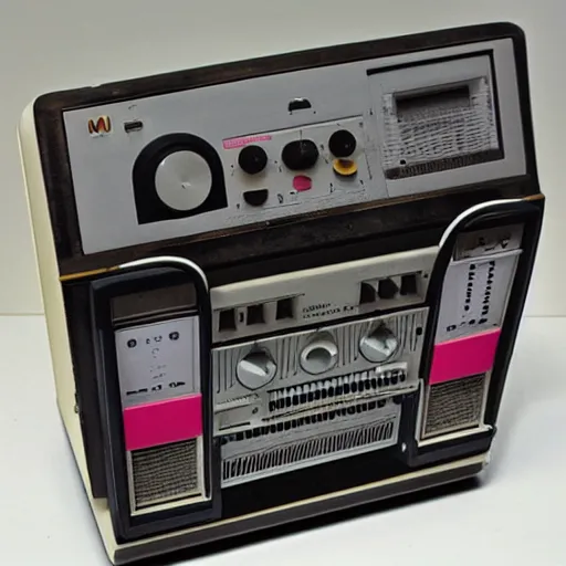 Prompt: 80s Memphis group Style radio by Dieter Rams