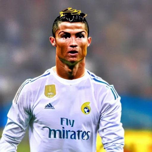 Image similar to Cristiano Ronaldo in a football jersey of Kazakh National Football Team. Realistic.