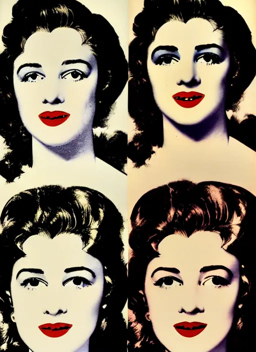 Image similar to a portrait of a pretty young lady by andy warhol