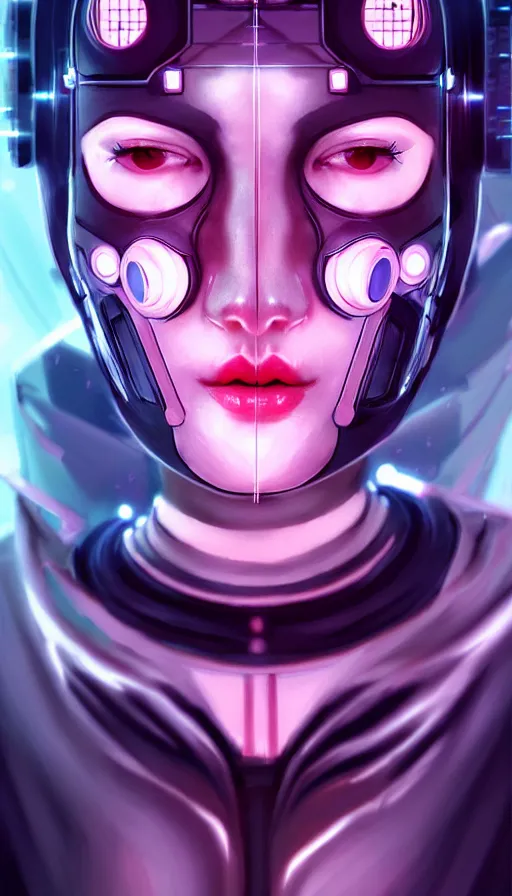 Image similar to face mask on beautiful woman face, cyberpunk art by kuno veeber, cgsociety, computer art, ultra detailed, futuristic, anime aesthetic