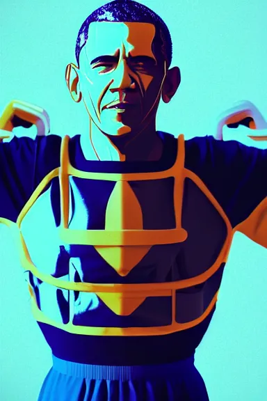 Image similar to Obama SuperSaiyan by Beeple; Surreal portrait cinema render