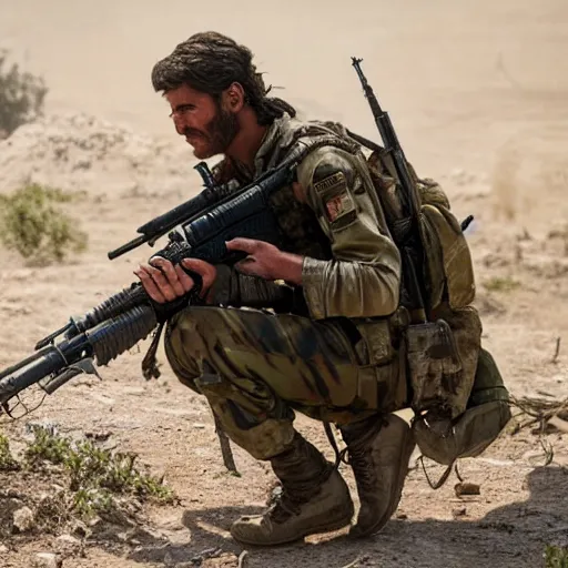 Image similar to kurdish ypg sniper in a movie directed by christopher nolan, movie still frame, promotional image, imax 7 0 mm footage, 8 k uhd