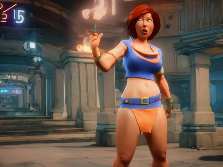 Prompt: lois griffin in mortal kombat 11, in-game cinematic, 4k, ps5 screen capture