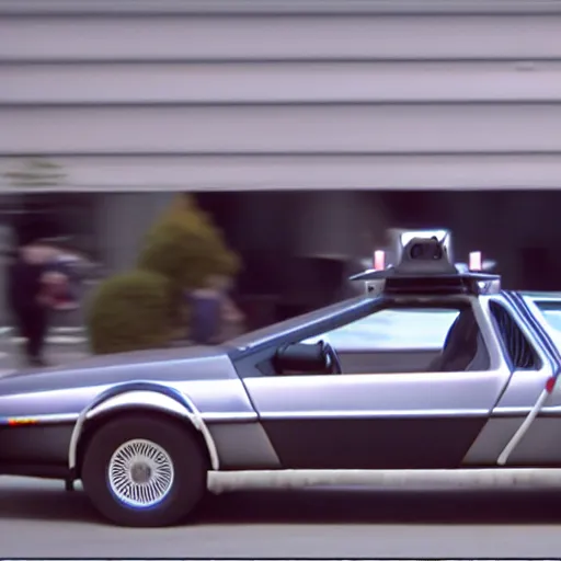 Prompt: a screenshot of the delorean traveling through time at 8 k