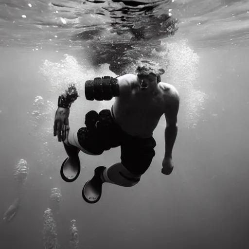 Image similar to Underwater photo of a football player by Trent Parke, clean, detailed, Magnum photos