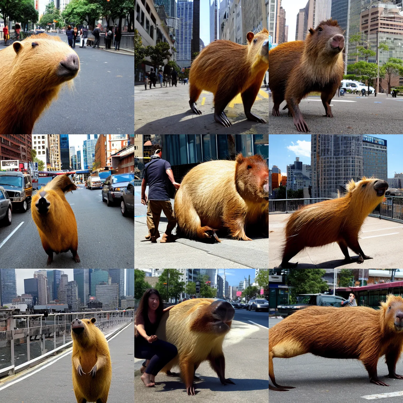 Prompt: Giant capybara attacks a city