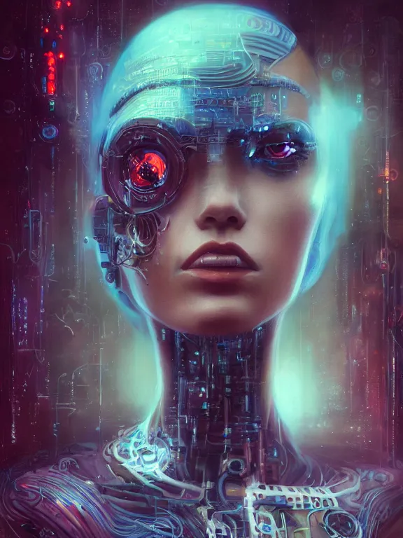 Prompt: portrait of woman as cybernetic organism,8k,by tristan eaton,Stanley Artgermm,Tom Bagshaw,Greg Rutkowski,Carne Griffiths,trending on DeviantArt,face enhance,hyper detailed,minimalist,cybernetic, android, blade runner