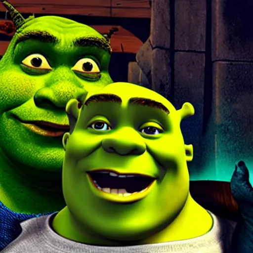 Image similar to shrek accidentally takeing a selfi