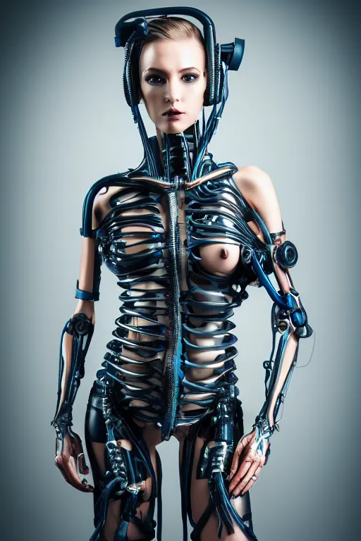 Prompt: a beautifull anatomialy perfect cyberpunk woman model, wearing cable armor, luxury materials, symmetrical, cinematic, elegant, professional studio light, real dlsr photography, sharp focus, 4 k, ultra hd, sense of awe, high fashion