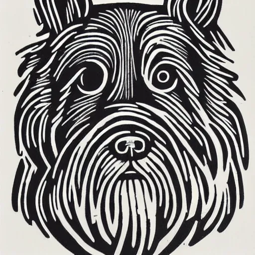 Image similar to dog linocut print by Samuel Jessurun de Mesquita