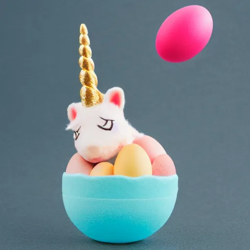 Image similar to egg cracking hatching with unicorn inside