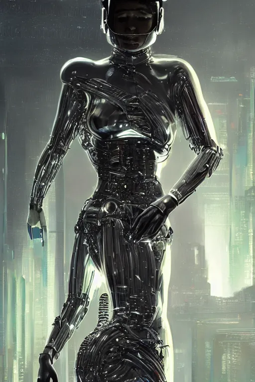 Image similar to a girl in a closed helmet in a shiny biopunk costume consisting of swollen muscles, tendons, metal joints, protruding pistons. masterpiece 4k digital illustration by John Harris, award winning, Artstation, blade runner aesthetic, black background, intricate details, realistic, panoramic view, Hyperdetailed, 8k resolution, intricate art nouveau